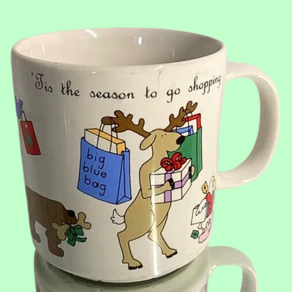 Russ Berrie 'Tis the season to go shopping' Mug #359 Made in Korea